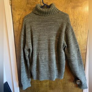 Men’s RRL Size Large Moss Green Marled Thick Cotton Turtleneck Sweater